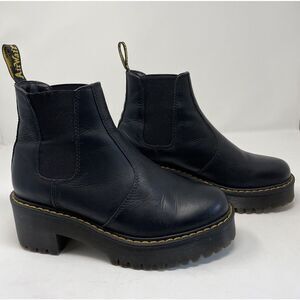 DR MARTENS Boots Womens 8 Rometty Wyoming Leather Platform Chelsea Black